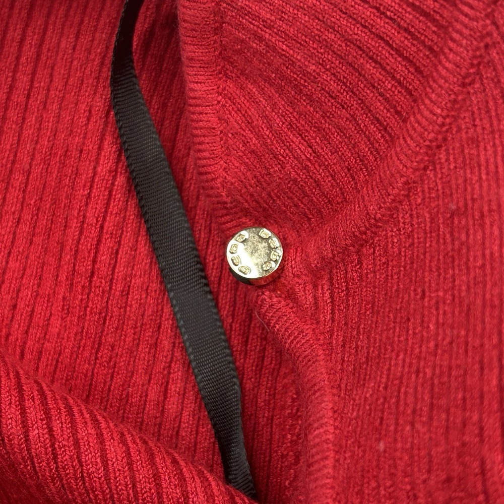 Bebe Red Long Sleeve Ribbed V Neck Sweater Dress Women's Size Small S - Picture 5 of 10